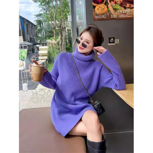 高領針織連衣裙女2025年秋冬季新款配大衣中長款內搭打底毛衣裙子