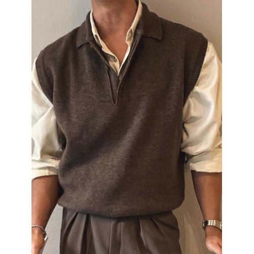 美式假兩件曡穿工裝背心男polo領針織無袖衛衣內搭羊毛坎肩馬甲潮 美式假兩件曡穿工裝背心男polo領針織無袖衛衣內搭羊毛坎肩馬甲潮