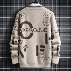 雪尼爾半高領毛衣男士秋冬季潮流寬鬆休閒打底針織衫加厚保暖線衣