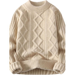 麻花半高領毛衣男冬季加厚潮牌打底針織衫慵懶高級感寬松毛線衣服