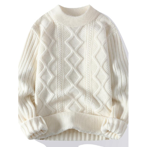 麻花半高領毛衣男冬季加厚潮牌打底針織衫慵懶高級感寬松毛線衣服 麻花半高領毛衣男冬季加厚潮牌打底針織衫慵懶高級感寬松毛線衣服