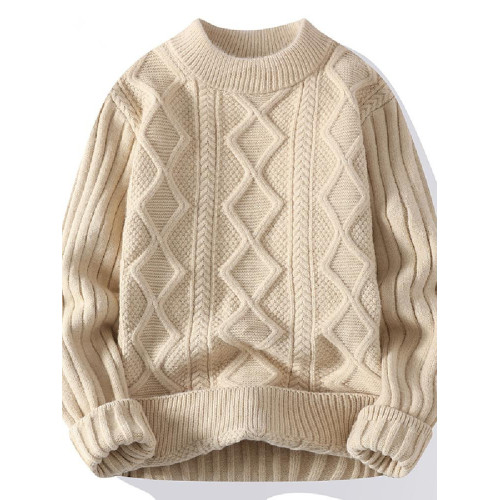 麻花半高領毛衣男冬季加厚潮牌打底針織衫慵懶高級感寬松毛線衣服 麻花半高領毛衣男冬季加厚潮牌打底針織衫慵懶高級感寬松毛線衣服