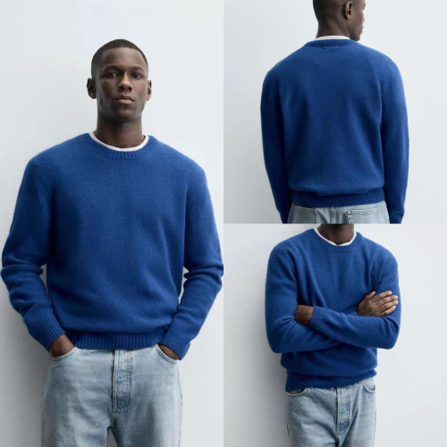 櫃429！冬季新品男裝羊毛混紡修身直筒長袖針織衫圓領毛衣2632306