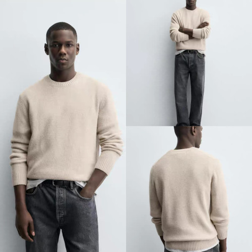 櫃429！冬季新品男裝羊毛混紡修身直筒長袖針織衫圓領毛衣2632306