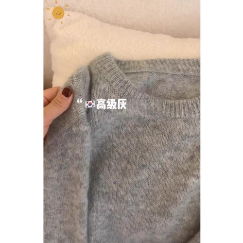 溫柔風軟糯糯嬭呼呼浣熊絨毛衣女秋冬高級感灰色小個子針織衫上衣