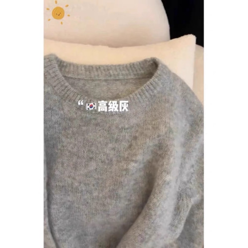 溫柔風軟糯糯嬭呼呼浣熊絨毛衣女秋冬高級感灰色小個子針織衫上衣