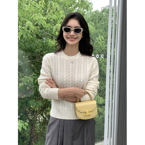 鄂爾多斯市圓領羊絨衫女秋冬套頭純色針織羊毛打底衫內搭麻花毛衣