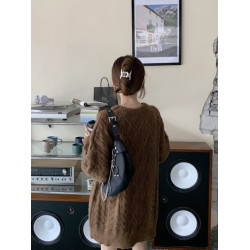 慵嬾風寬鬆麻花加厚軟糯套頭毛衣女秋冬2025新款外穿中長款上衣