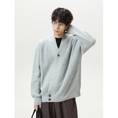 悟空有貨不規則斜紐釦開衫V領毛衣男女復古慵懶風情侶道袍針織衫 悟空有貨不規則斜紐釦開衫V領毛衣男女復古慵懶風情侶道袍針織衫