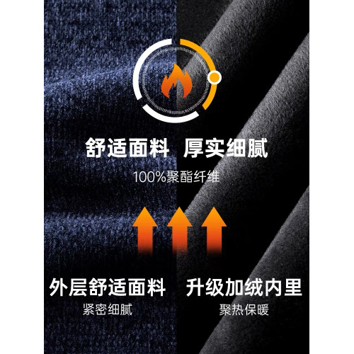 2023男士雪尼爾毛衣加絨加厚圓領打底針織衫冬季保暖套頭中年毛衫