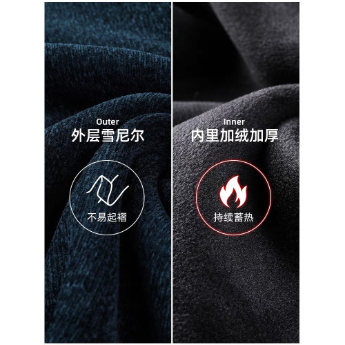 2023男士雪尼爾毛衣加絨加厚圓領打底針織衫冬季保暖套頭中年毛衫