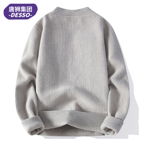 唐獅集團DESSO圓領毛衣男秋冬季2025拼色新款套頭針織衫男士潮