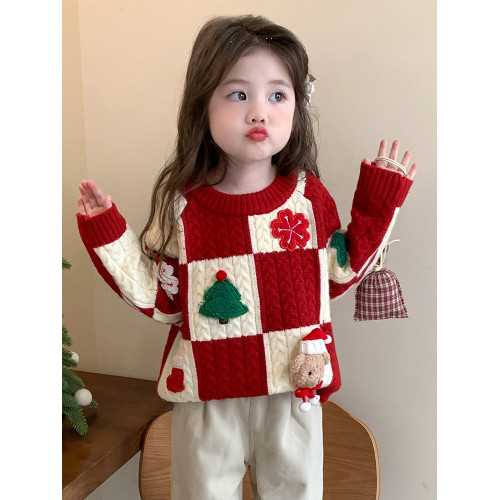 女小童加厚毛衣秋冬款洋氣女寶寶保暖百搭冬裝小女孩網紅打底衫潮