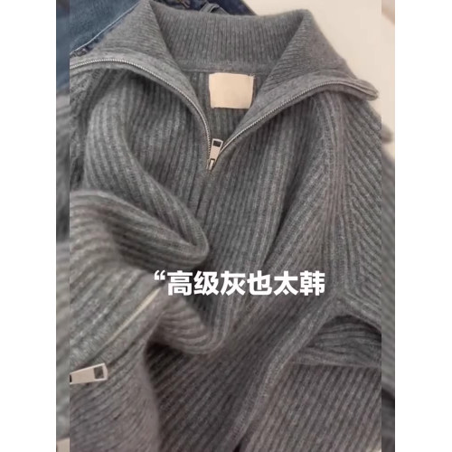 美式高領雙拉鍊開衫女2025秋冬復古軟糯毛衣加厚洋氣時髦上衣外套