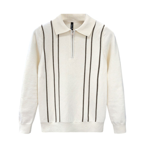 爆款半拉鍊翻領毛衣男潮牌修身針織衫2024冬季新款男士套頭打底衫