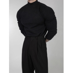 半高領針織衫男2025秋冬季新款韓版潮流百搭修身加絨毛衣打底衫