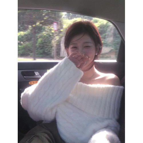 純欲高領一字肩毛衣女秋冬季溫柔慵嬾風高級感寬鬆氣質針織衫外套