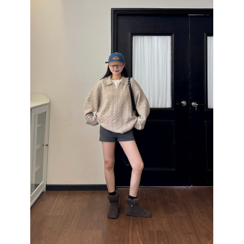 19studio WAYNEPRINCE美式復古襯衫領針織衫情侶百搭寬松休閒毛衣 19studio WAYNEPRINCE美式復古襯衫領針織衫情侶百搭寬松休閒毛衣