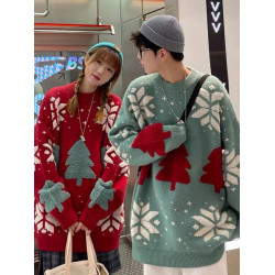聖誕節過年情侶裝毛衣2025秋冬新款寬鬆慵嬾風外穿針織外套ins潮
