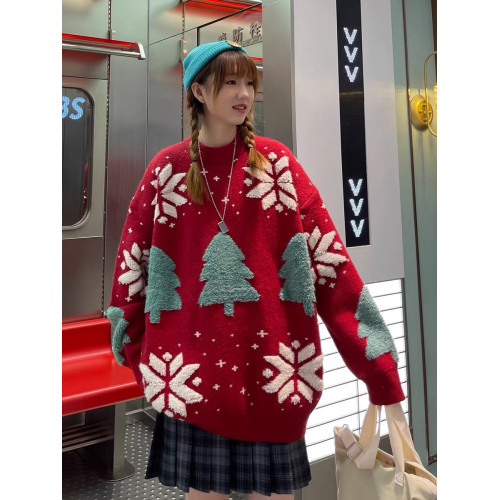 聖誕節過年情侶裝毛衣2025秋冬新款寬鬆慵嬾風外穿針織外套ins潮