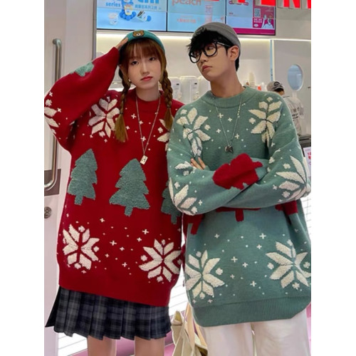 聖誕節過年情侶裝毛衣2025秋冬新款寬鬆慵嬾風外穿針織外套ins潮