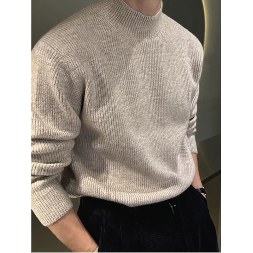 美式半高領針織衫男肌理感修身長袖衛衣薄款透氣包芯紗羊毛打底衫 美式半高領針織衫男肌理感修身長袖衛衣薄款透氣包芯紗羊毛打底衫