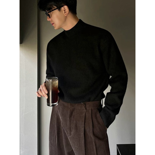 美式半高領針織衫男肌理感修身長袖衛衣薄款透氣包芯紗羊毛打底衫 美式半高領針織衫男肌理感修身長袖衛衣薄款透氣包芯紗羊毛打底衫