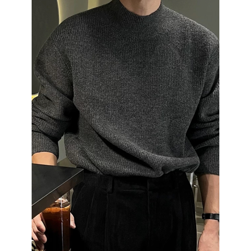 美式半高領針織衫男肌理感修身長袖衛衣薄款透氣包芯紗羊毛打底衫 美式半高領針織衫男肌理感修身長袖衛衣薄款透氣包芯紗羊毛打底衫