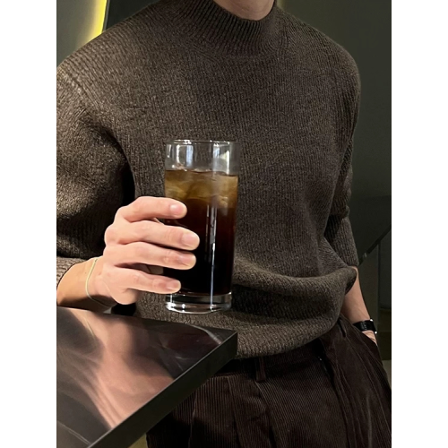 美式半高領針織衫男肌理感修身長袖衛衣薄款透氣包芯紗羊毛打底衫 美式半高領針織衫男肌理感修身長袖衛衣薄款透氣包芯紗羊毛打底衫