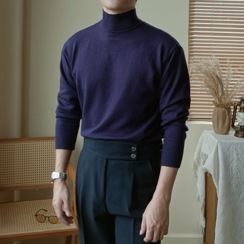 CHAT秋冬深灰高領毛衣男保暖套頭打底衫彈力半高領修身長袖針織衫 CHAT秋冬深灰高領毛衣男保暖套頭打底衫彈力半高領修身長袖針織衫