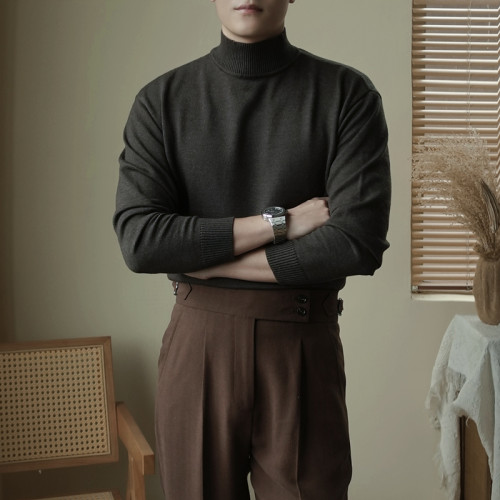 CHAT秋冬深灰高領毛衣男保暖套頭打底衫彈力半高領修身長袖針織衫 CHAT秋冬深灰高領毛衣男保暖套頭打底衫彈力半高領修身長袖針織衫