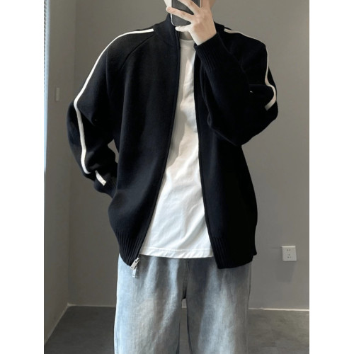 針織開衫男潮流秋季男士外套2024年新款立領拉鍊寬松百搭休閒毛衣 針織開衫男潮流秋季男士外套2024年新款立領拉鍊寬松百搭休閒毛衣