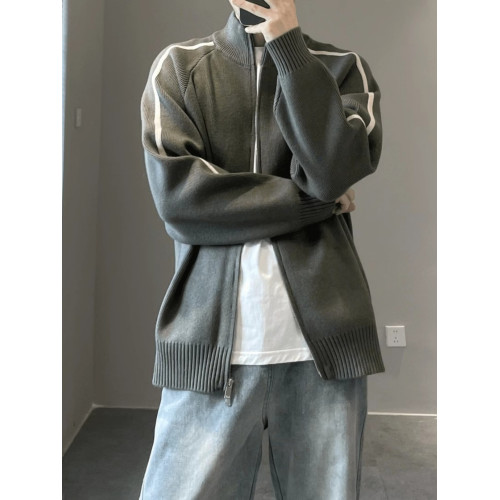 針織開衫男潮流秋季男士外套2024年新款立領拉鍊寬松百搭休閒毛衣 針織開衫男潮流秋季男士外套2024年新款立領拉鍊寬松百搭休閒毛衣