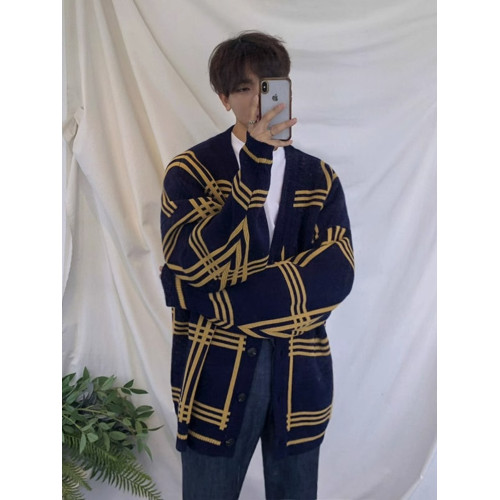 日系慵嬾風男士開衫針織衫秋冬季新款潮流外套高級感寬鬆百搭毛衣