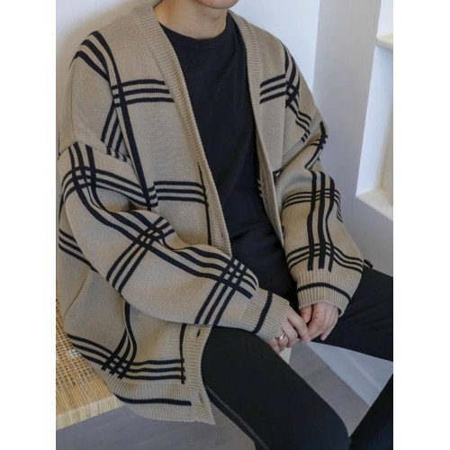 日系慵嬾風男士開衫針織衫秋冬季新款潮流外套高級感寬鬆百搭毛衣