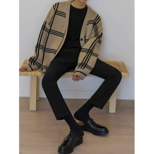 日系慵嬾風男士開衫針織衫秋冬季新款潮流外套高級感寬鬆百搭毛衣