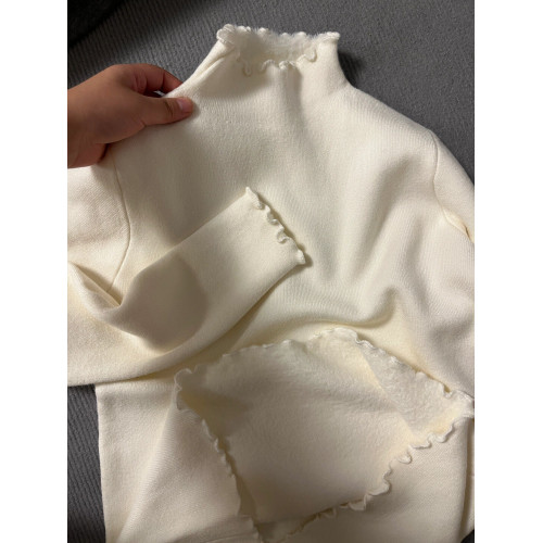 花邊半高領針織衫2025秋冬新款韓設計感加絨打底衫內搭加厚上衣女 花邊半高領針織衫2025秋冬新款韓設計感加絨打底衫內搭加厚上衣女