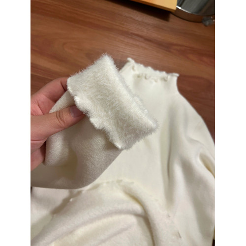 花邊半高領針織衫2025秋冬新款韓設計感加絨打底衫內搭加厚上衣女 花邊半高領針織衫2025秋冬新款韓設計感加絨打底衫內搭加厚上衣女