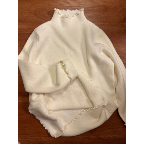 花邊半高領針織衫2025秋冬新款韓設計感加絨打底衫內搭加厚上衣女 花邊半高領針織衫2025秋冬新款韓設計感加絨打底衫內搭加厚上衣女