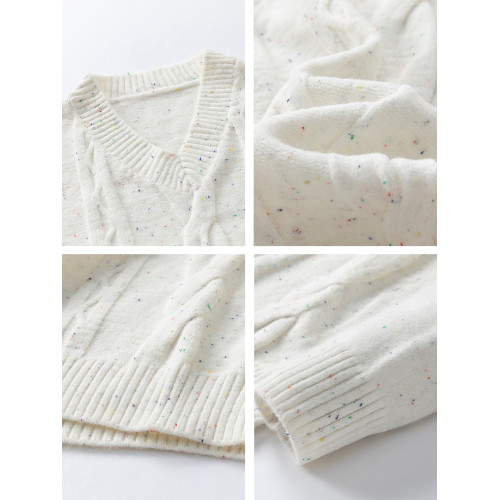 WASSUP ERIKA韓版麻花V領針織衫男女秋冬季寬松高級感慵懶風毛衣