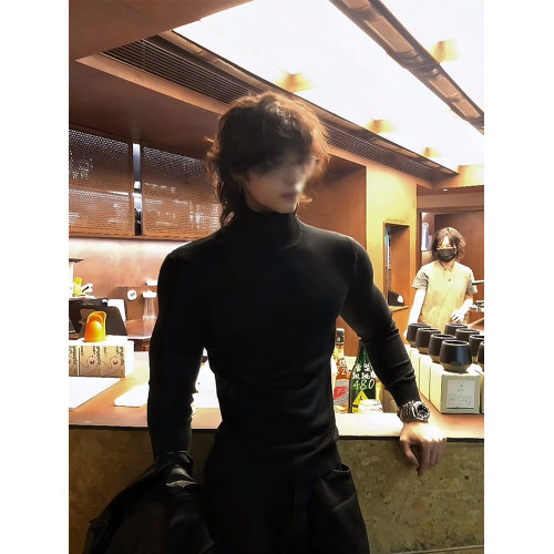cleanfit黑色高領毛衣男款冬季顯肌肉保暖內搭長袖打底針織衫線衣