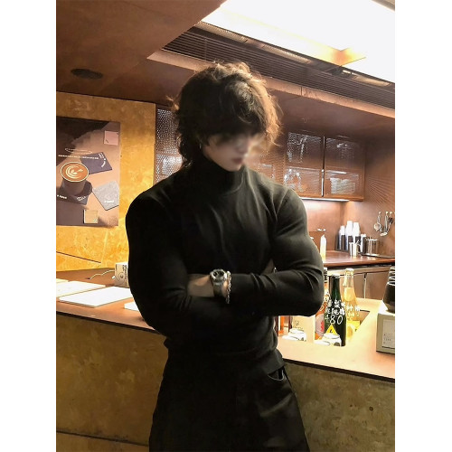 cleanfit黑色高領毛衣男款冬季顯肌肉保暖內搭長袖打底針織衫線衣