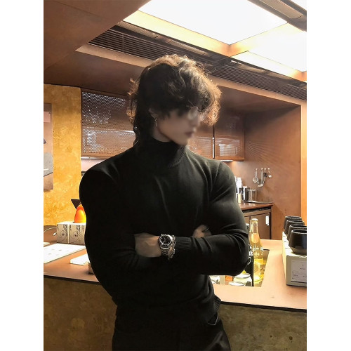 cleanfit黑色高領毛衣男款冬季顯肌肉保暖內搭長袖打底針織衫線衣