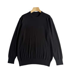 妞妞家秋季新品男女同款簡約圓領長袖棉羊絨百搭套頭針織衫8187