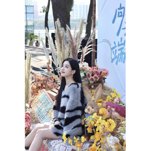 斑馬紋V領毛衣女秋冬季加厚高級設計感小衆軟糯別致絕美毛絨上衣