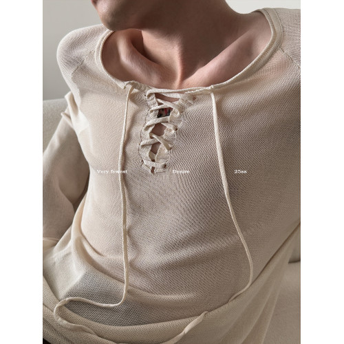 VERY FEWEST 純欲系綁帶微透長袖針織衫男女慵懶松弛感上衣防曬衫 VERY FEWEST 純欲系綁帶微透長袖針織衫男女慵懶松弛感上衣防曬衫