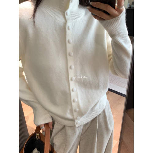 十三行女裝2025秋冬新款韓版洋氣百搭高領單排釦保暖針織衫毛衣