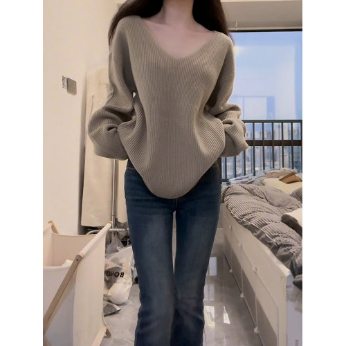 韓系v領針織毛衣女早春季2026新款慵懶風高級感寬鬆顯瘦氣質上衣