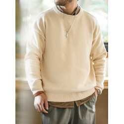 馬登工裝美式復古雪尼爾圓領毛衣保暖慵嬾內搭打底針織衫男秋冬季