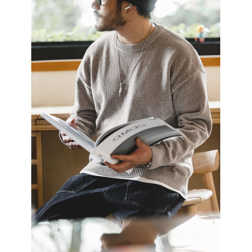 馬登工裝美式復古雪尼爾圓領毛衣保暖慵嬾內搭打底針織衫男秋冬季